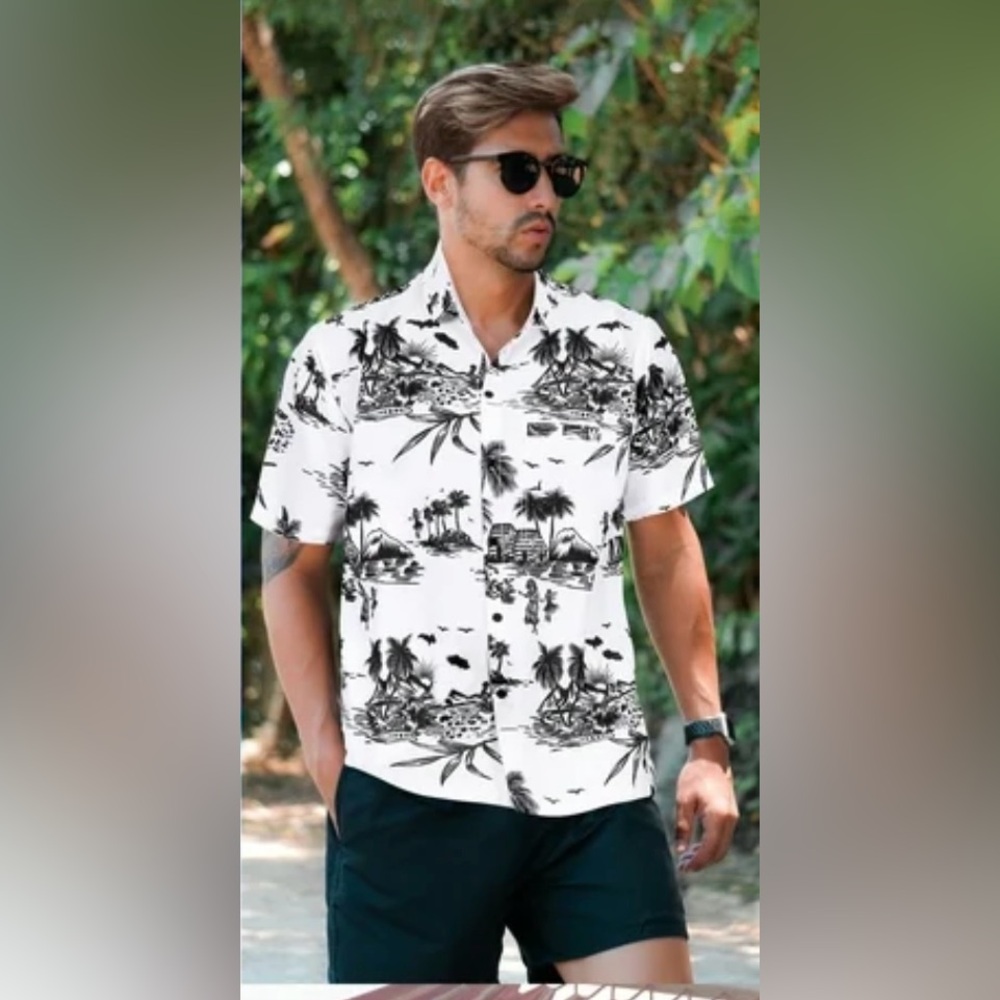 Island Shores men’s size XXL Hawaiian print button-down shirt.100%cotton.